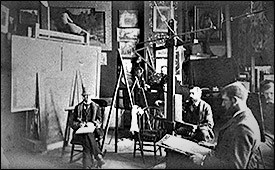 Juglaris instructing students in his Boston studio, 1880s