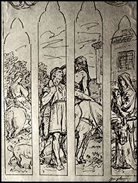 Cartoon sketch by Juglaris for a stained glass window