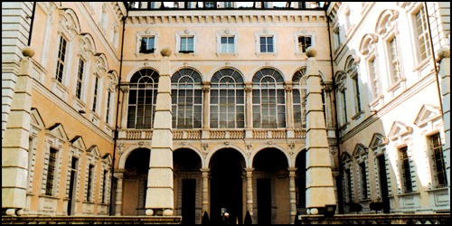 Inner courtyard, Palazzo Graneri della Roccia, home of the Artist's Circle, Turin