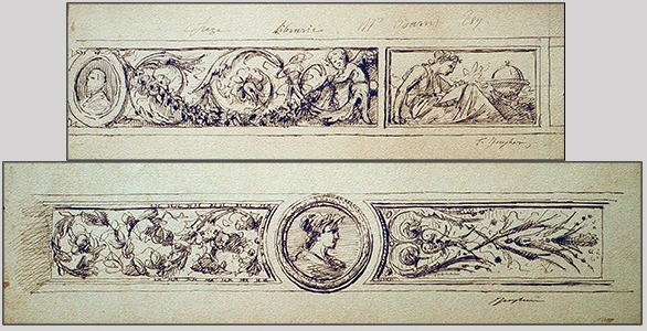 Cartoons by Juglaris for the Barnes-Hiscock mansion