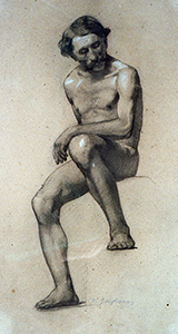 Seated male nude, by Juglaris