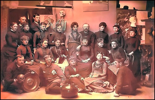 Juglaris and his students, 1880s